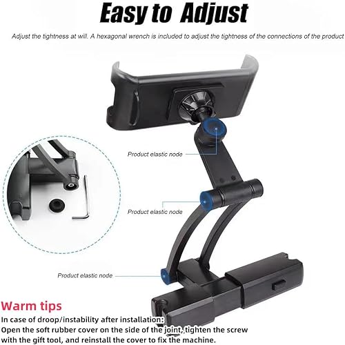 Miniatura 4 de Soporte universal para teléfono de automóvil de aleación de aluminio, soporte ajustable para tablet estilo asiento trasero, compatible con iPad