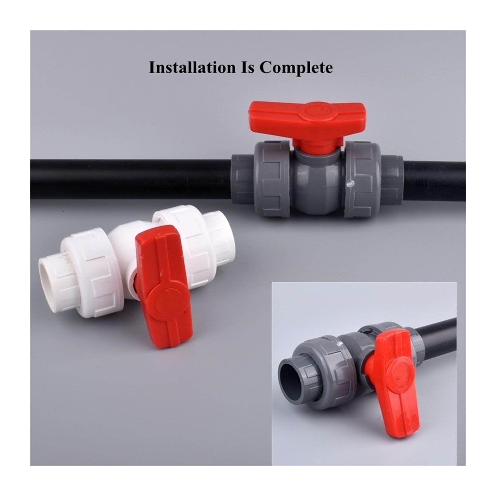 Valvola a sfera con passaggio totale, Valvola a sfera a doppia unione in PVC con connettore rapido for irrigazione da giardino(Upvc Grey Valve,ID 40 mm)