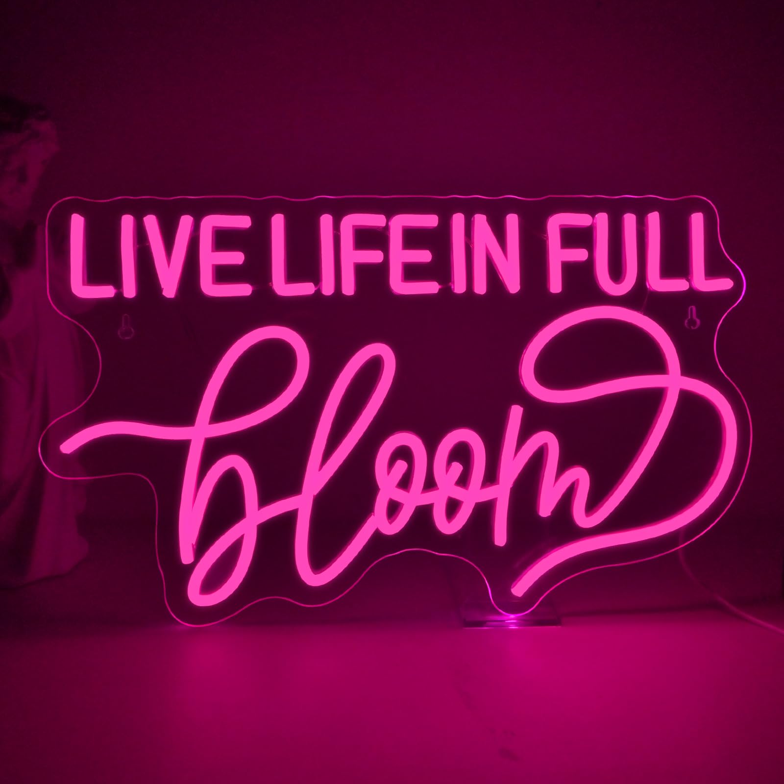 Live Life In Full Bloom Neonschild, LED-Neonlicht, Wanddekoration für Hochzeit, Brautparty, Party & Fotoshooting, beleuchtetes Schild für Zuhause, USB dimmbar