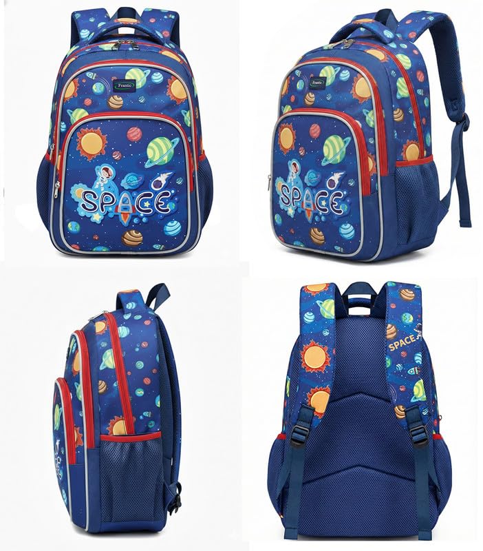 Image of Frantic Waterproof Polyester 35 L School Backpack With Pencil /Staionery Pouch School Bag Class 1 to 8 Daypack Picnic Bag For School Going Boys & Girls(RR Blue Space B)