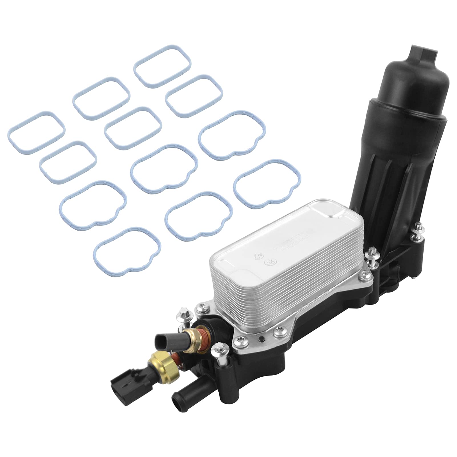 68105583AF Engine Oil Cooler and Filter Housing Adapter Assembly w/Sensors & Gaskets Compatible with Chr-ysler 200 300 D-odge Charger Ram Wrangler 3.6L 2014 - 2018 Part# 68105583AE