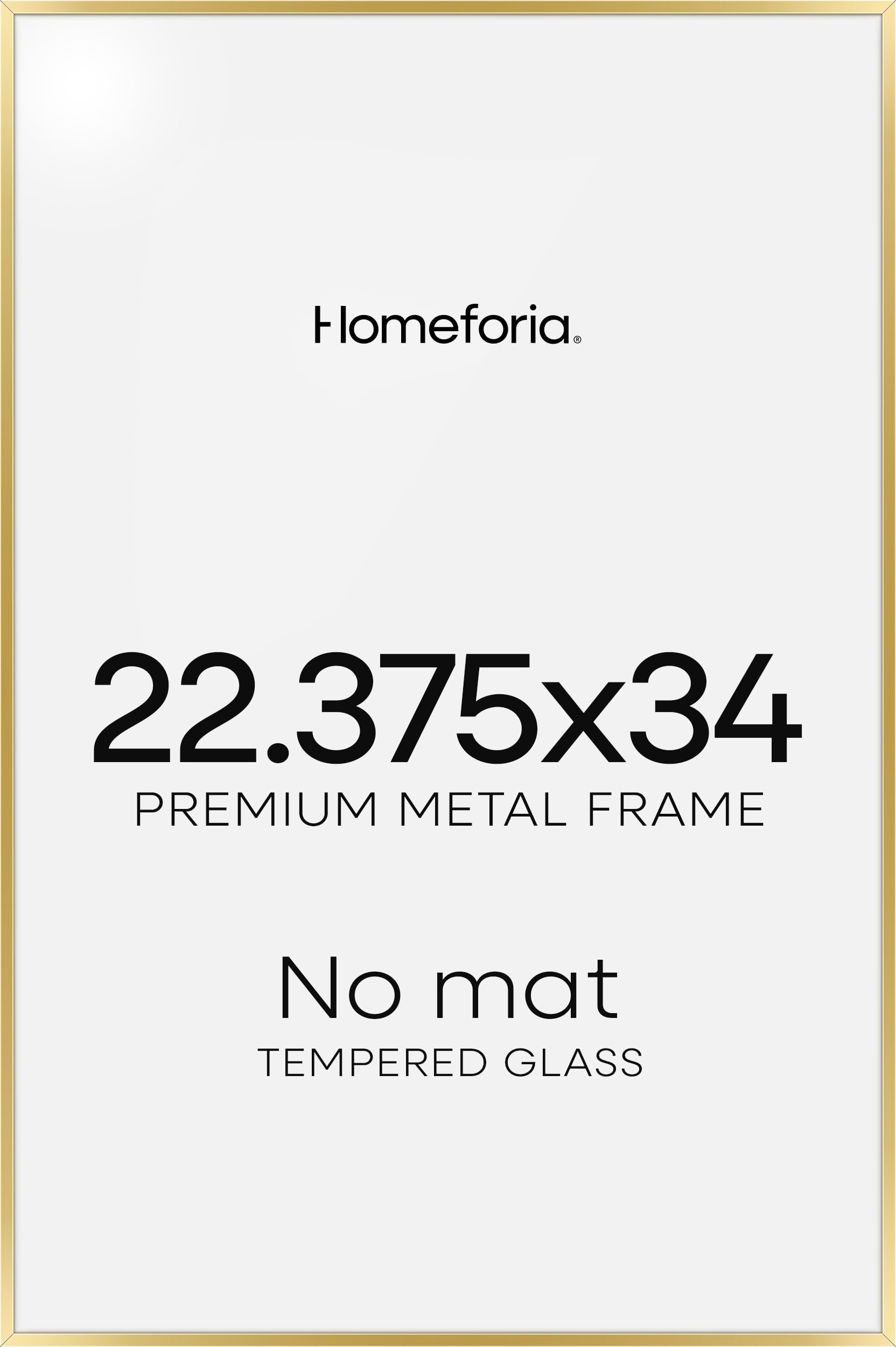 Homeforia 22.375x34 Gold Puzzle Frame, High End Metal 22.375 by 34 Picture Frames without Mat, 34 x 22.375 Thin Poster Frame for Wall, 22.375by34 Puzzle Photo Frame, Tempered Glass, Wall Kit, Set of 2