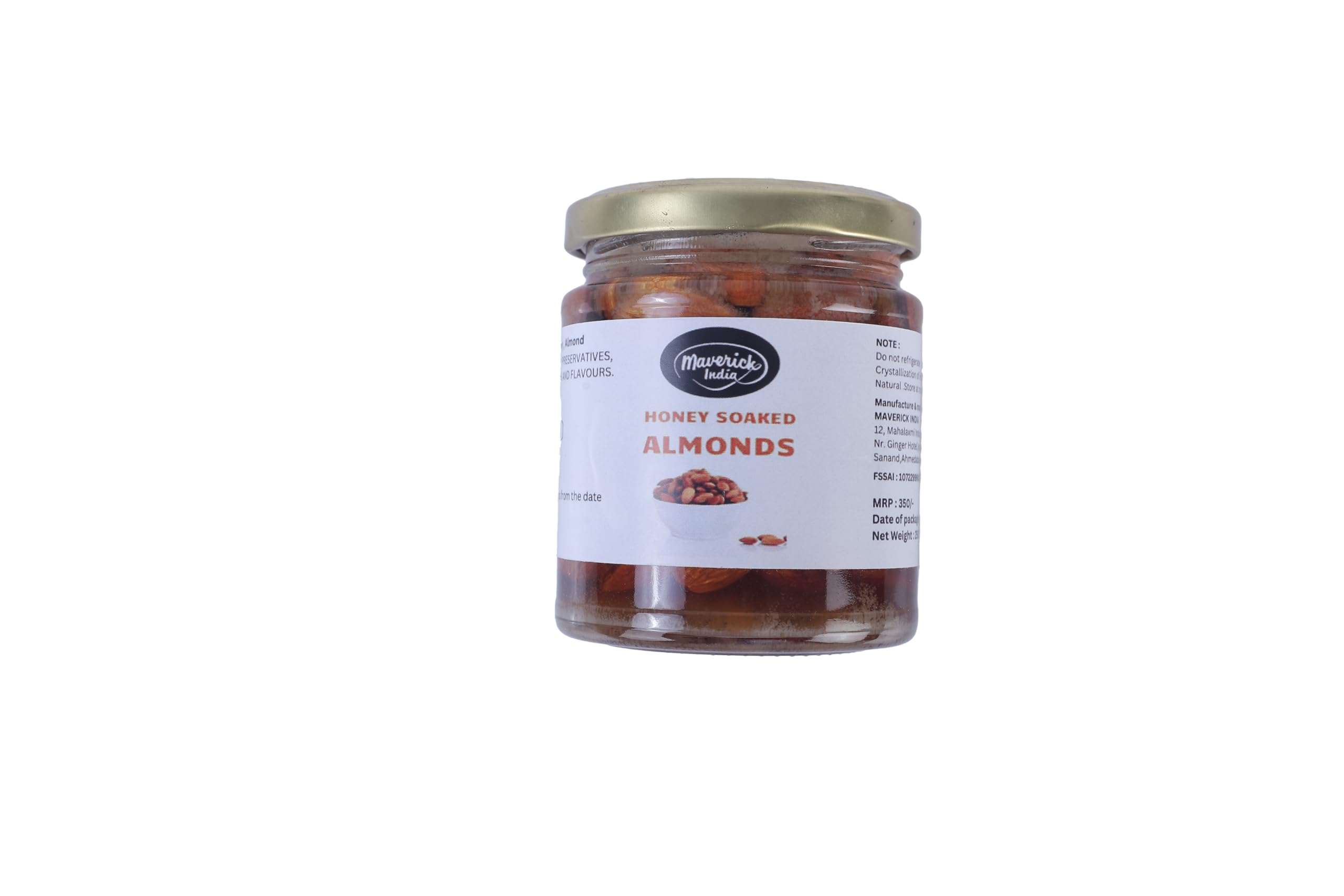 Organic Honey Soaked Almond Maverick India Honey Organic For Your Health - Natural Honey Almond Soaked | Pure Honey Soaked Almond, Organic Honey Raw Unprocessed | Honey 250gm, Sugar Free Honey