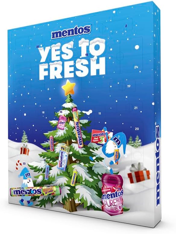 Mentos Adventskalender 2025, 24 Türchen, Mix aus Kaubonbons und K...