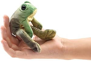 Folkmanis Mini Sitting Frog, Lifelike Plush Green
