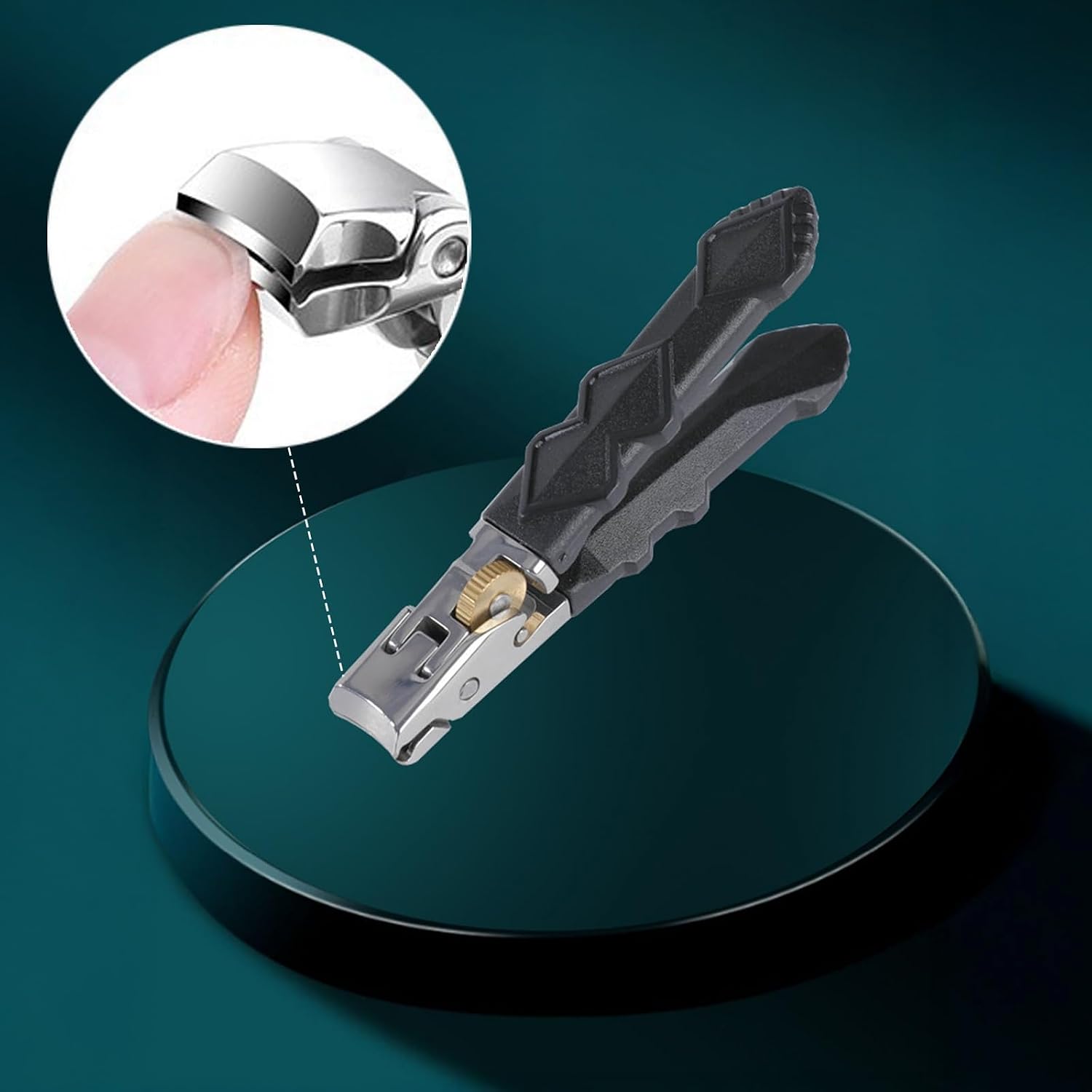 Fanyil Orthoclip, Splash-Proof, 180° Sharp Wide for Thick Toenails, Double Configuration of Oblique and Flat Mouth, with Long Handle, Easy to Clean,for Men Women(1PCS)