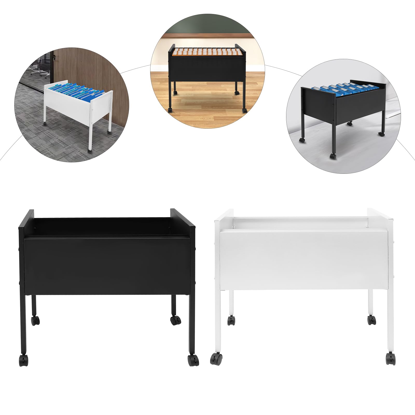 Armadietto arrotolabile con ruote, carrello portadocumenti arrotolabile per cartelle sospese, capacità di carico 30 kg, per uffici, sale conferenze, studio, appartamenti, argento, 70 x 37 x 60 cm