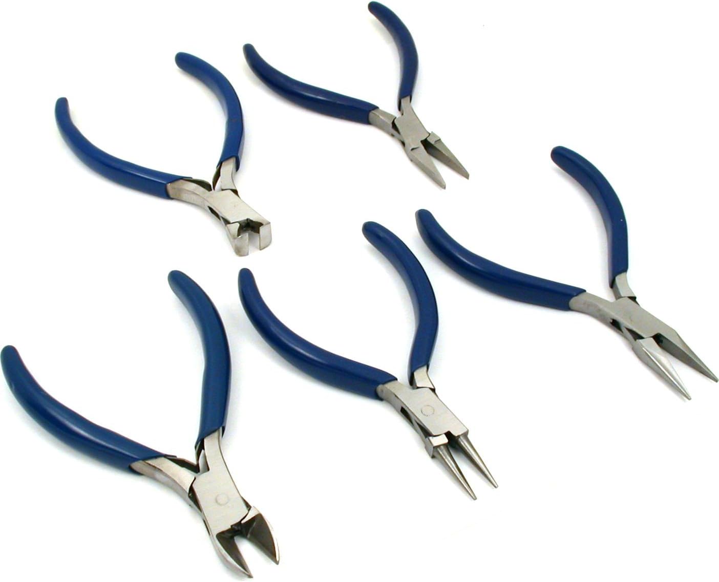 5 Chain Flat Round Nose Pliers Cutters Jewelers Tools