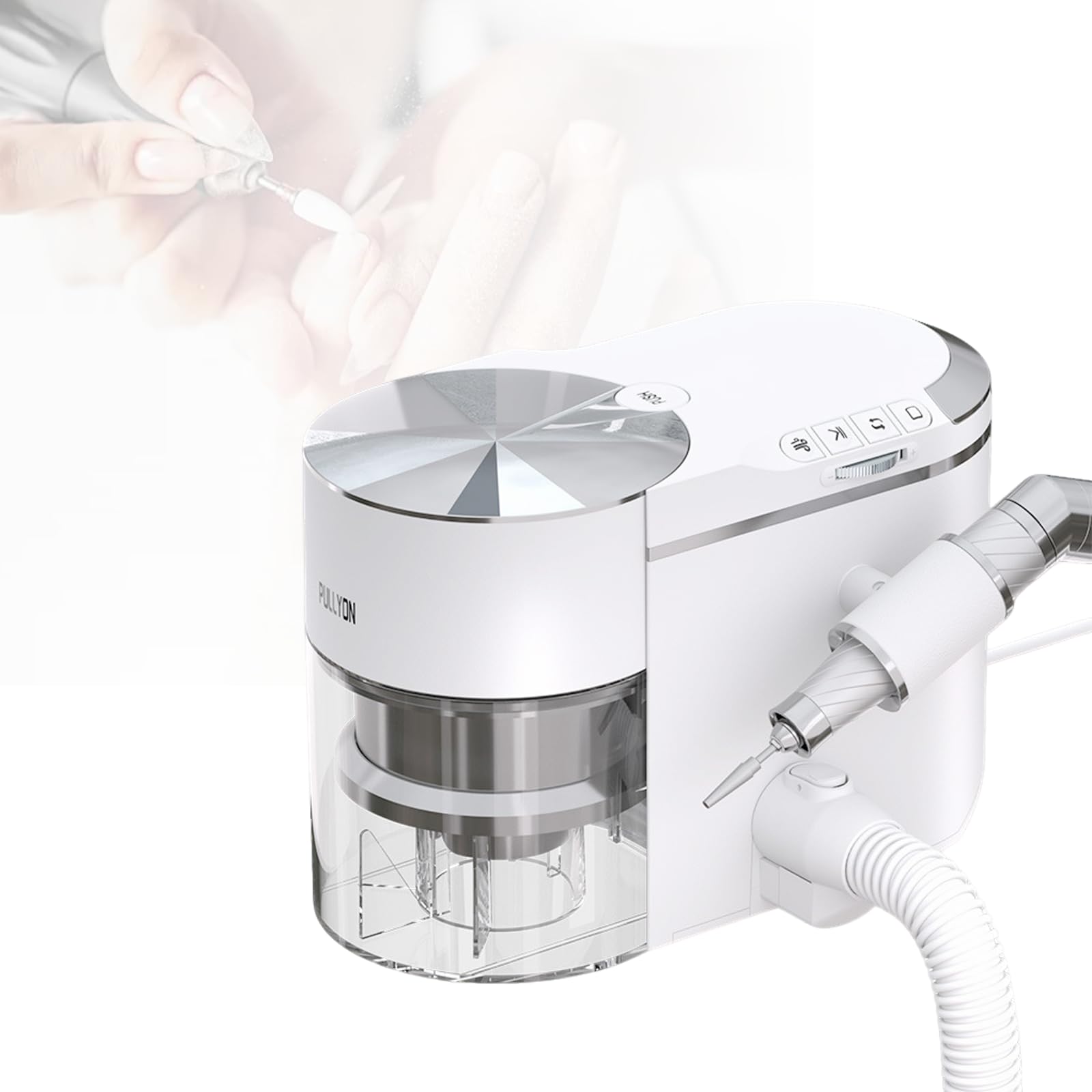 ZHENYUWANG Professional nail art machine, electric nail file and polisher with suction, 30,000 RPM brushless motor, ultra-quiet ≤68 decibels, comes with extension hose
