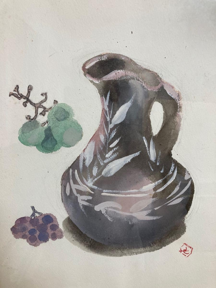 Amazon.co.jp: 真作保証芹沢銈介「静物」水彩画 直筆サイン 真筆 