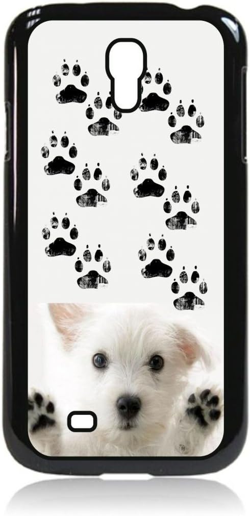 Cute White Puppy and Pawprints - Hard Black Snap on Plastic case - for The Samsung® Galaxy S4 I9500 Case