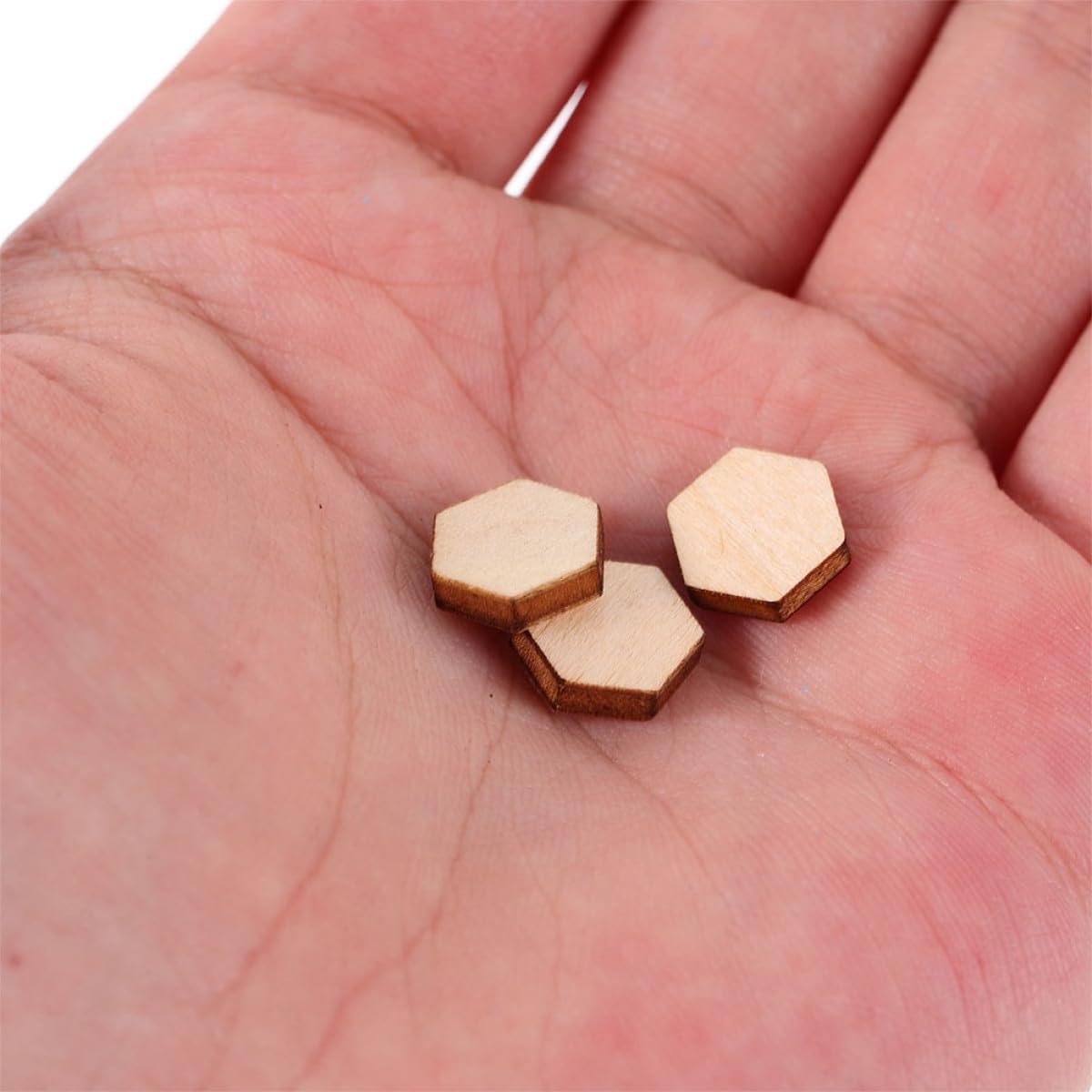 SUPVOX 400Pcs Unfinished Wooden Hexagon Tiles 10Mm DIY Wood Craft Pieces Small Hexagon Cutouts for Painting Home Decor Photography Props and Travel Accessories image 4