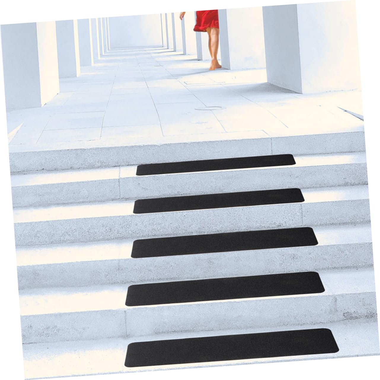 8 peldaños antideslizantes de PVC para escaleras, cinta antideslizante para escalones de interior y exterior, tiras de alfombra para mejorar la seguridad en escaleras, solución adhesiva antideslizante