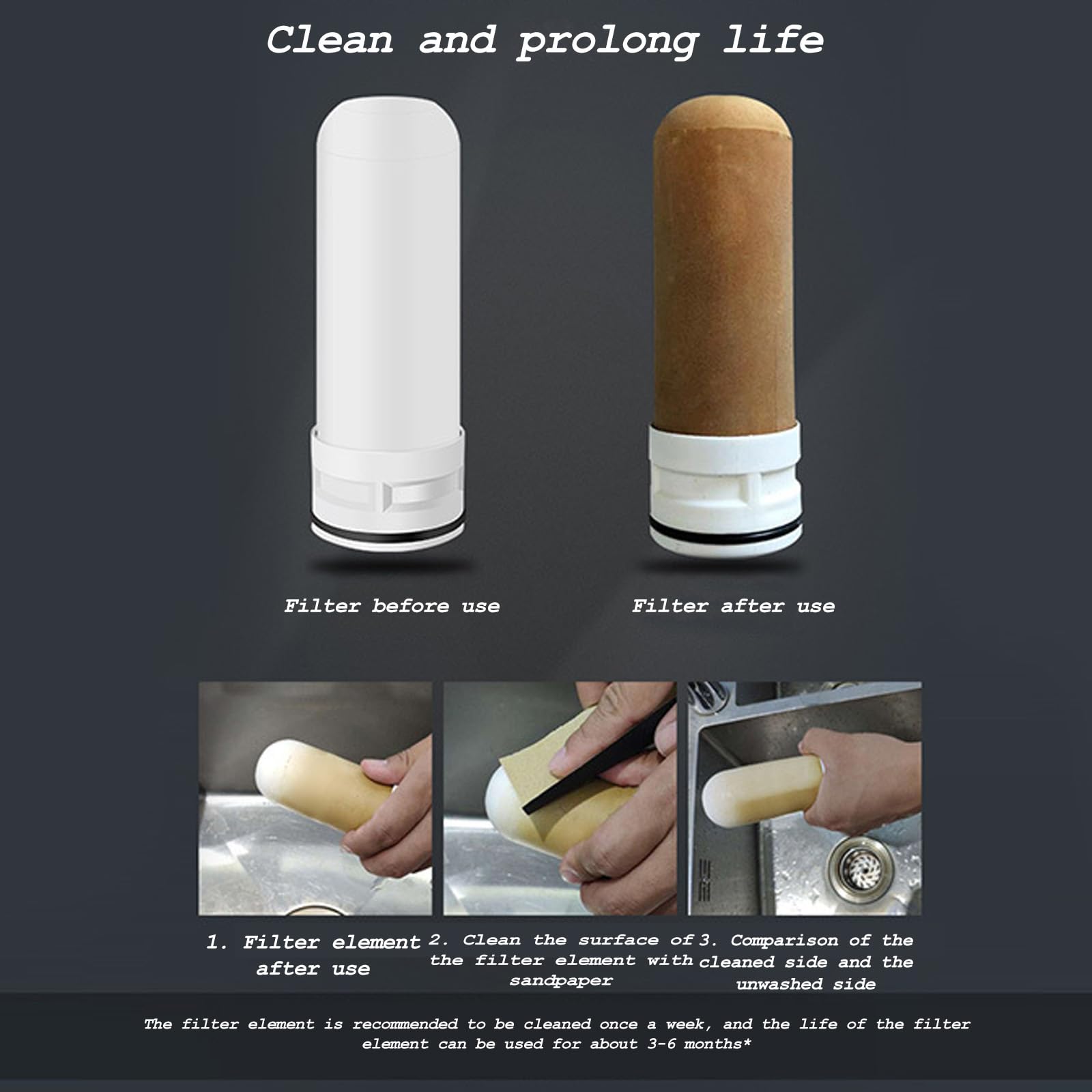 Filtro De Agua para Fregadero, Sistema De Filtración De Agua para Montaje En Grifocon Carbón Activado para Grifo Que Reduce Los Contaminantes De Plomo, Cloro, Arena, Metales Pesados