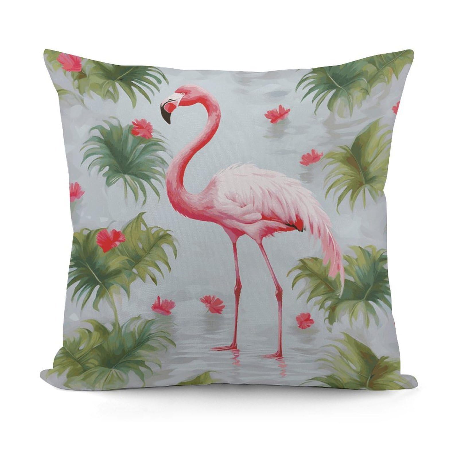 VstaDank White Flamingo Throw Pillow Covers 18x18 Inch Soft Couch Home Decor Cushion Cover Comfortable Plush Square Cushion Case Farmhouse Decorative Pillowcase for Living Couch