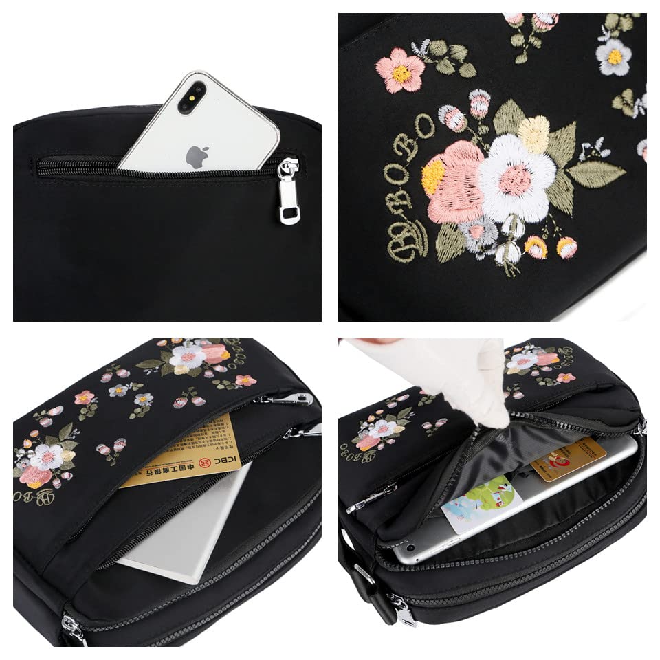 Amazon.co.jp: 花柄刺繍ショルダーバッグ、レディースナイロントート