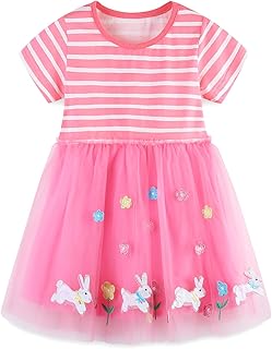 Toddler Girl's Cotton Dress Toddler Girls Summer Dress Clothes Cotton Casual Cartoon Print Short Sleeve Dresses 1-7 Years - Buy now