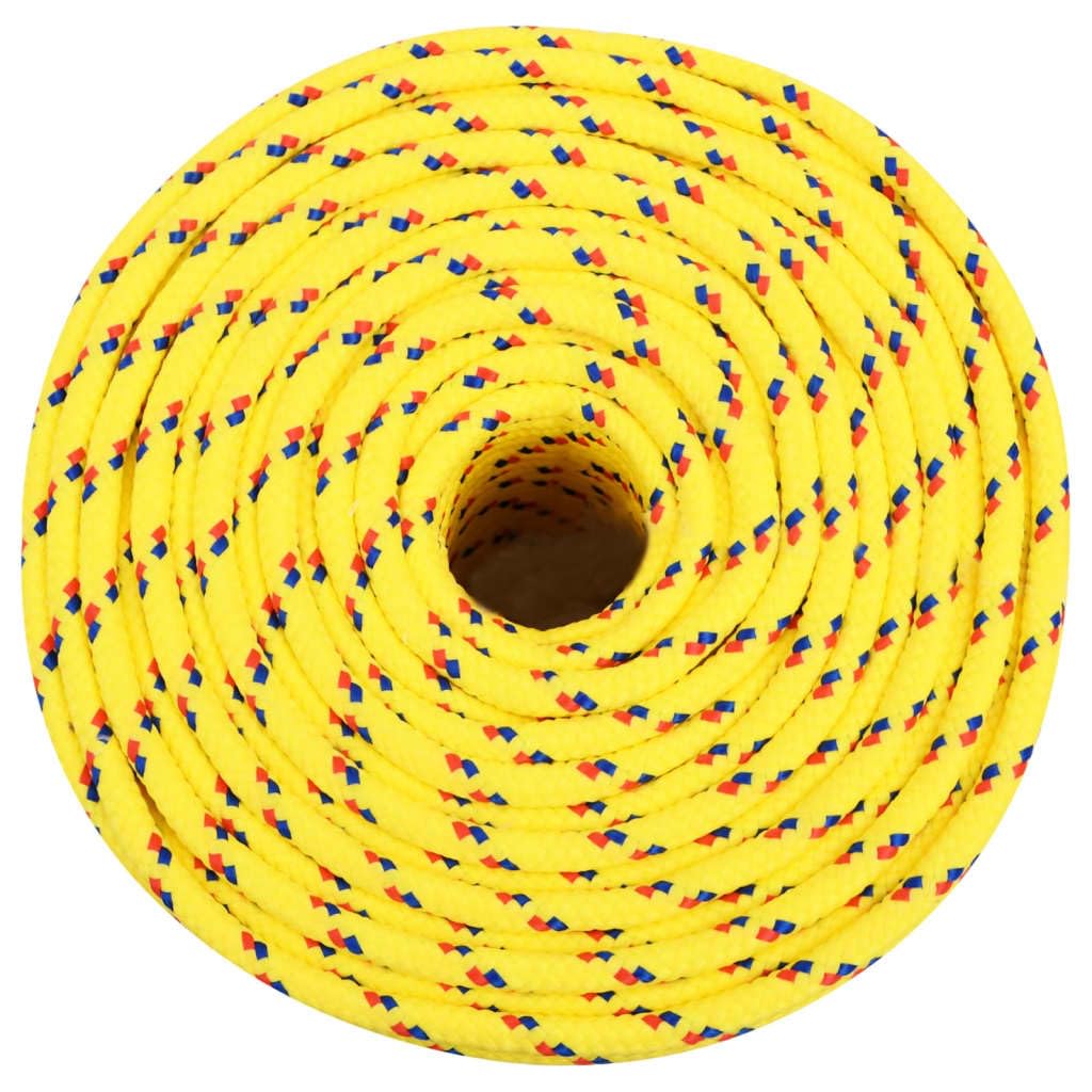 Cuerda de polipropileno amarilla de 8 mm, 250 m, para barcos, veleros, yates, amarre y cuerda trenzada, de polipropileno, fuerza de trabajo: 84 kg, carga de rotura 420 kg