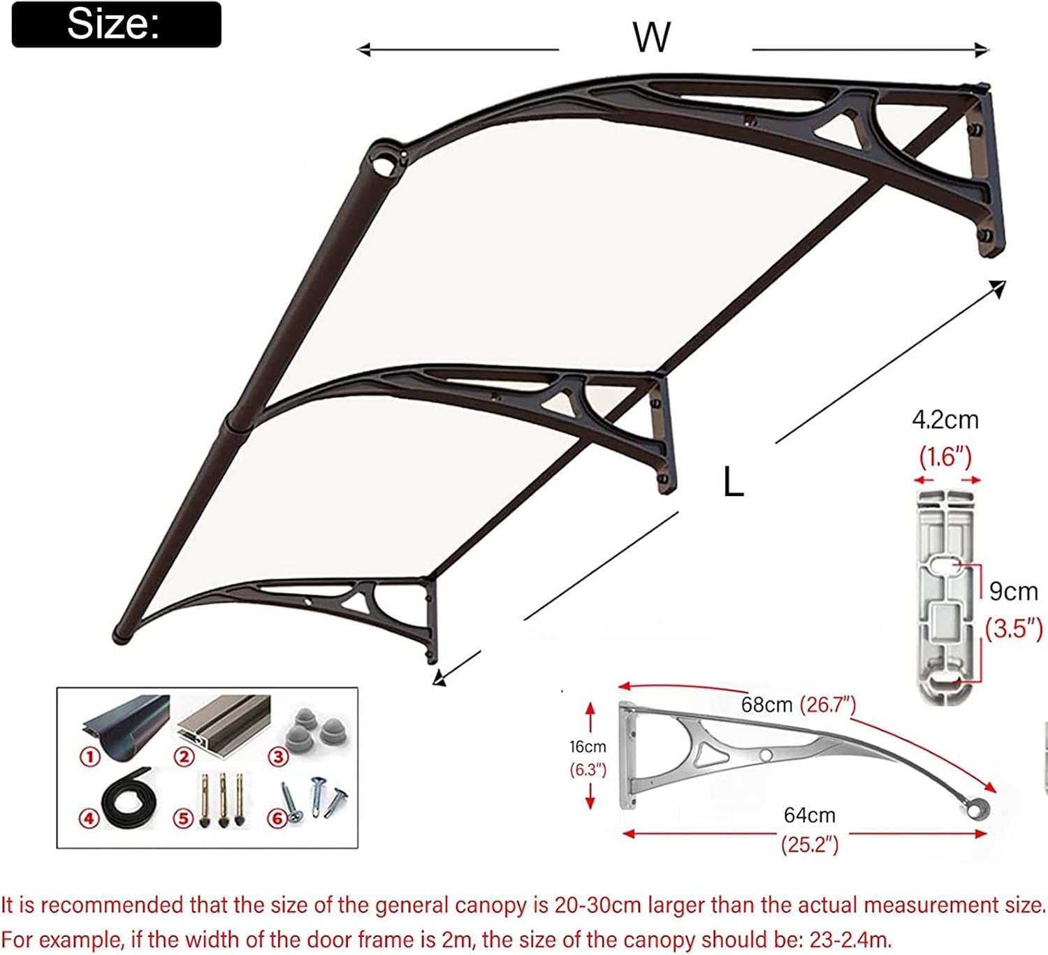 ウィンドウオーニング、ドアキャノピー、屋外パティオオーニング、耐久性のあるレインシェルターメタル/PCシールドシート、UV雨雪日光保
