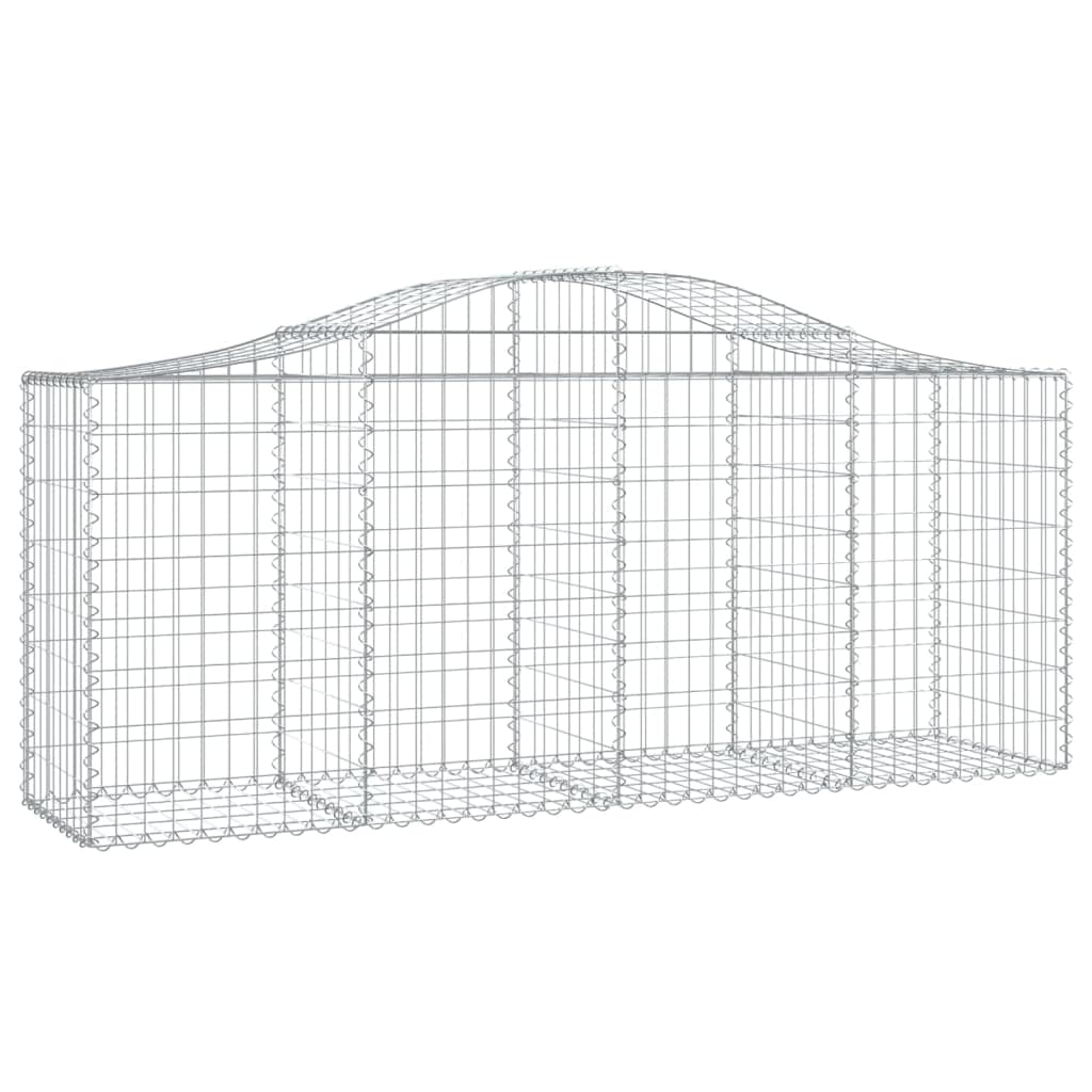 Gavión con arco alto, 200 x 50 x 80/100 cm, hierro galvanizado | Cesta de piedra resistente para jardín y terraza. Diseño en forma de arco hecho de alambre de 3,5 mm con malla de 5 x 10 cm.