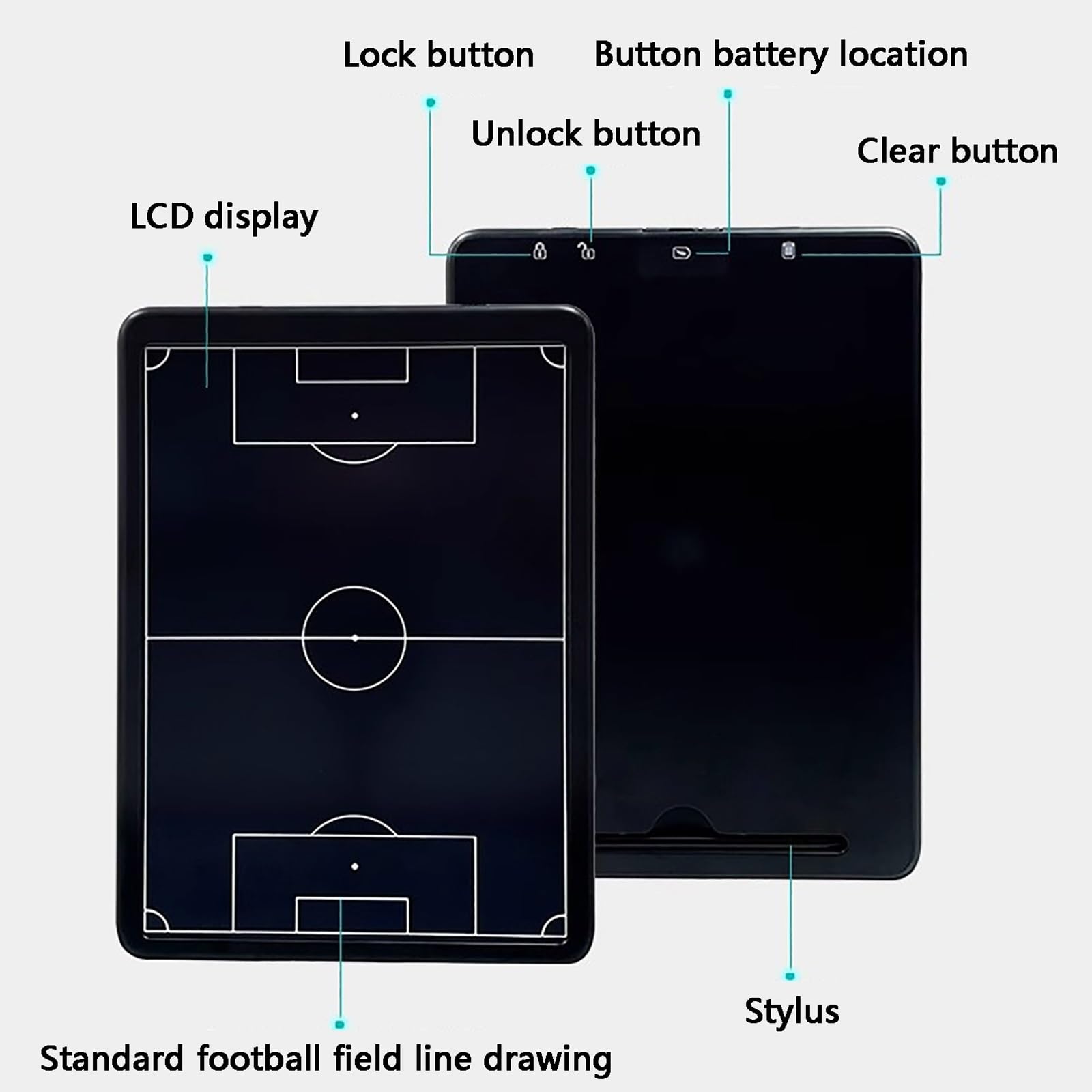 Lavagna Tattica LCD per Calcio, Lavagna Magnetica per Allenatori | Con Pennino, Facile da Trasportare, Ideale per L'insegnamento