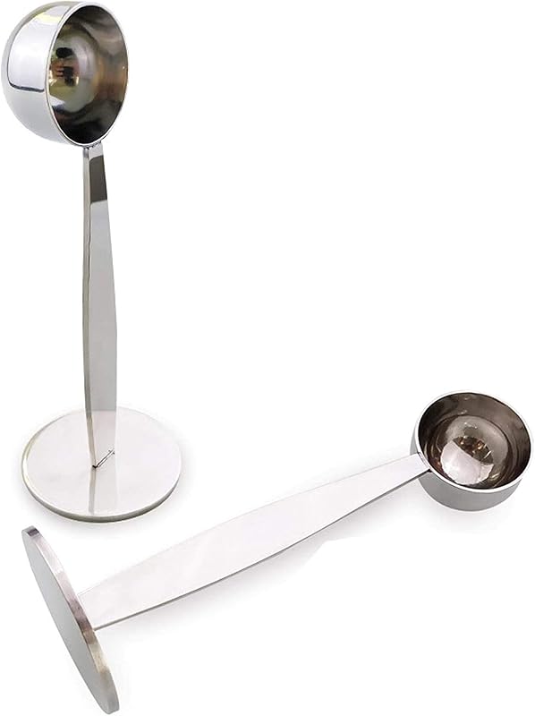 RUMANLE Coffee Bean Press Espresso, Stand Coffee Measure tamper spoon Stainless Steel Coffee & Tea Tools Measuring Tamping Scoop Coffee Tamper (1 Piece, Silver)