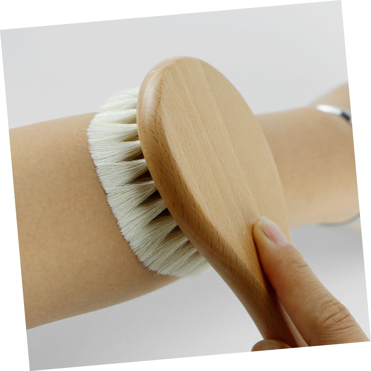 1 Set di spazzole in Lana con Manico in Legno, Set di Accessori per Il Bagno e la Doccia, Kit per la Cura del Neonato