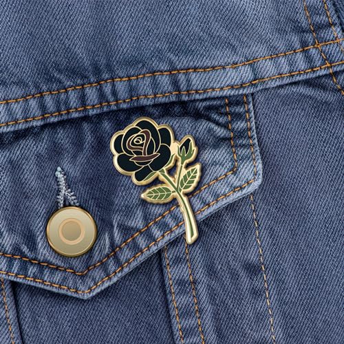 Image of Rose Enamel Pins June Birth Month Flower Elegant Lapel & Brooch, Perfect for Bulk Gifts, Floral Lovers, Wedding Suits Birthday Gift and Flower Accessory for Floral Lovers - Great Gift Idea Rose Pin Brooch
