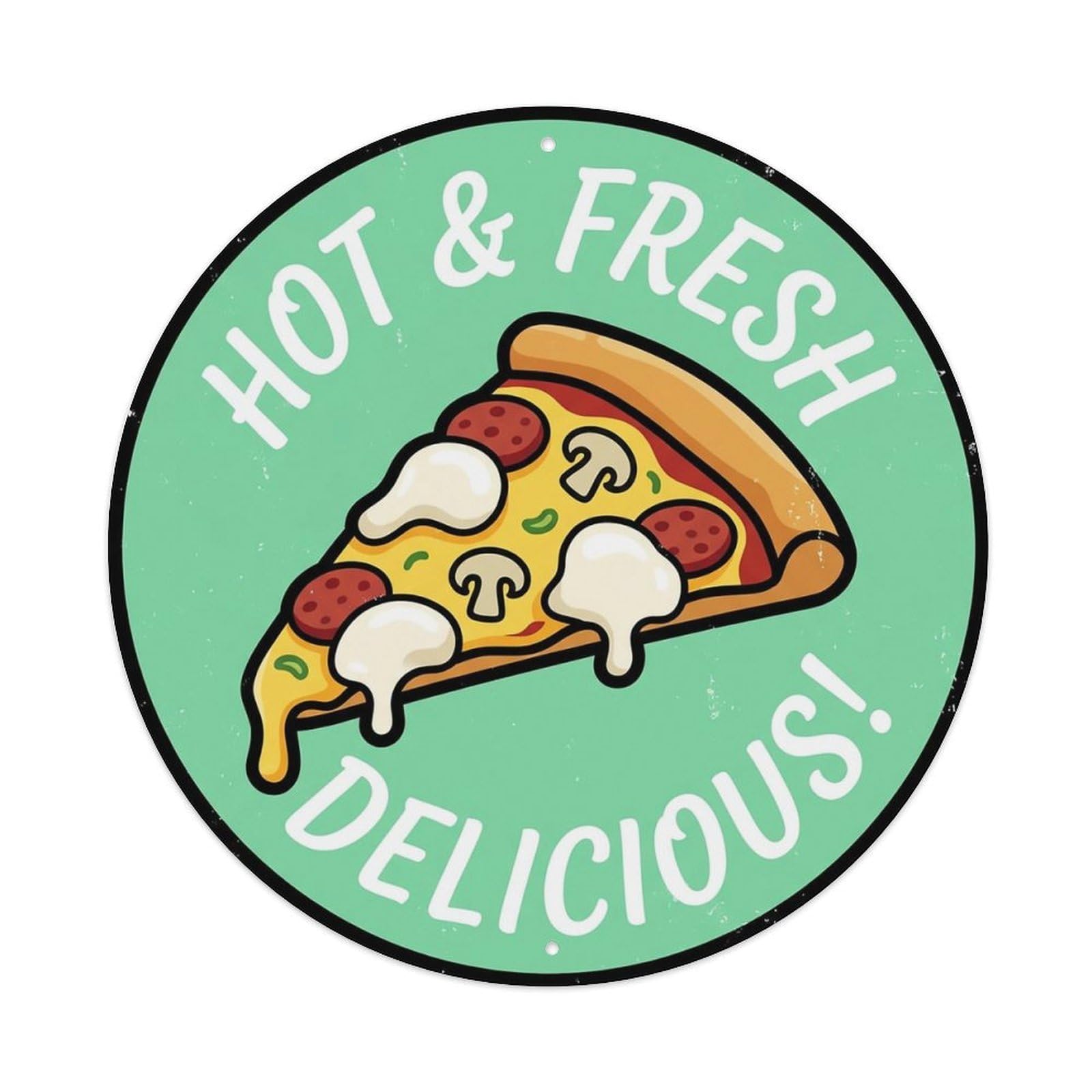 Huiyhb 8X8inch(20X20cm) Vintage Pizza Slice Italian Traditional Cuisine Mozzarella Metal Tin Sign