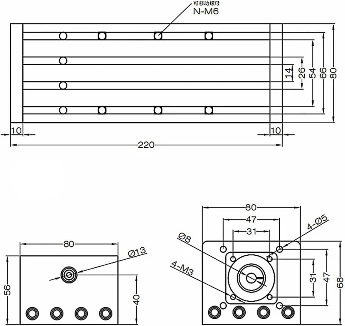 Ball Screw 50-600mm Effective Stroke CNC Linear Guide Stage Rail Motion Slide Table Ball Screw Actuator Module with Motor(GGP1204,100mm)