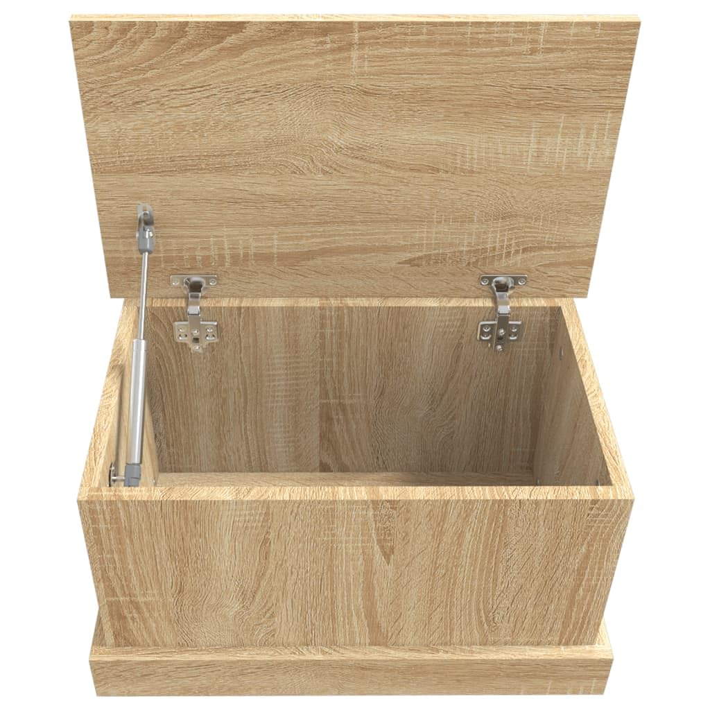 Aufbewahrungsbox Sonoma-Eiche aus Holzwerkstoff 50 x 30 x 28 cm mit Deckel multifunktionale Truhe für Schlafzimmer Wohnzimmer Kinderzimmer Flur als Sitzbank und Organizer