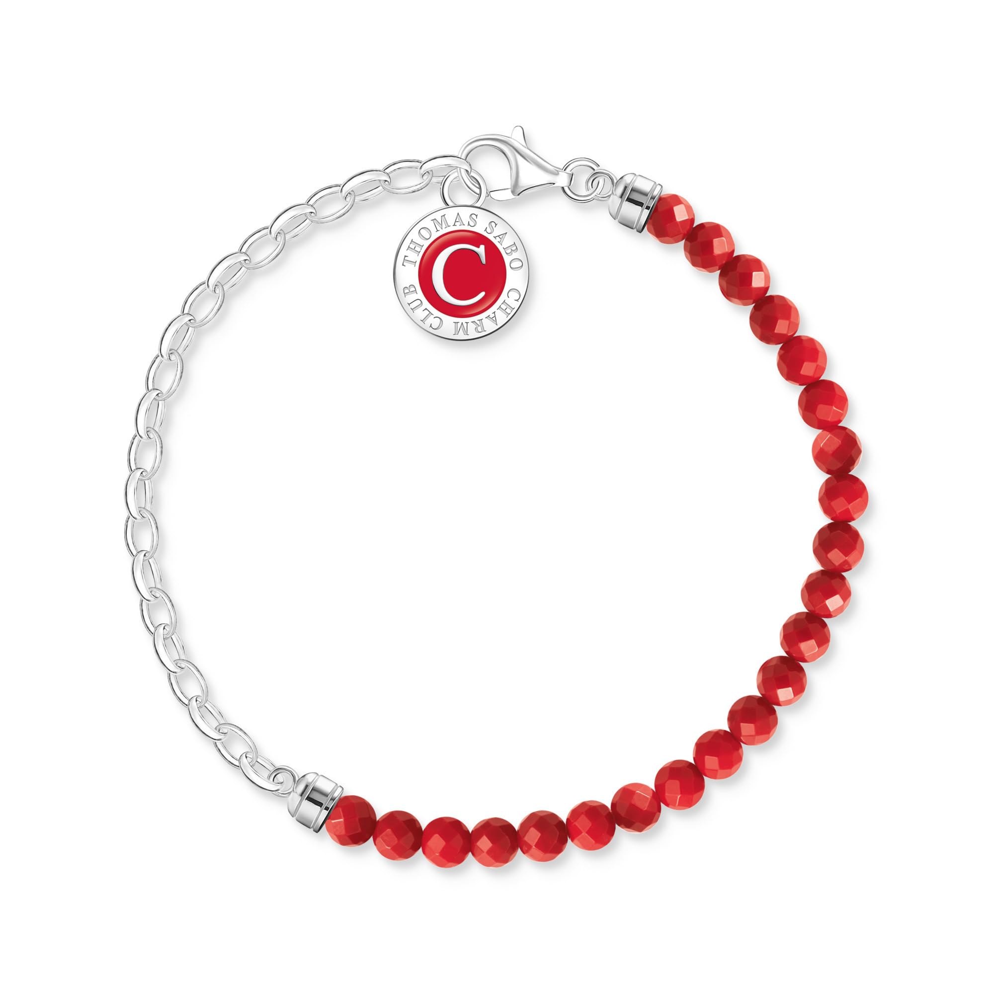 Thomas Sabo Srebrna bransoletka z czerwonymi koralikami, srebro wysokiej próby 925, zimna emalia