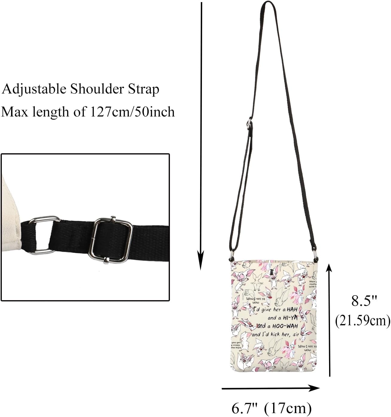 CMNIM Pinky Cartoon Crossbody Bag Cartoon TV Show Gifts for Animation Lover Rat Brain Fans Cartoon Characters Crossbody Purse - Image 3