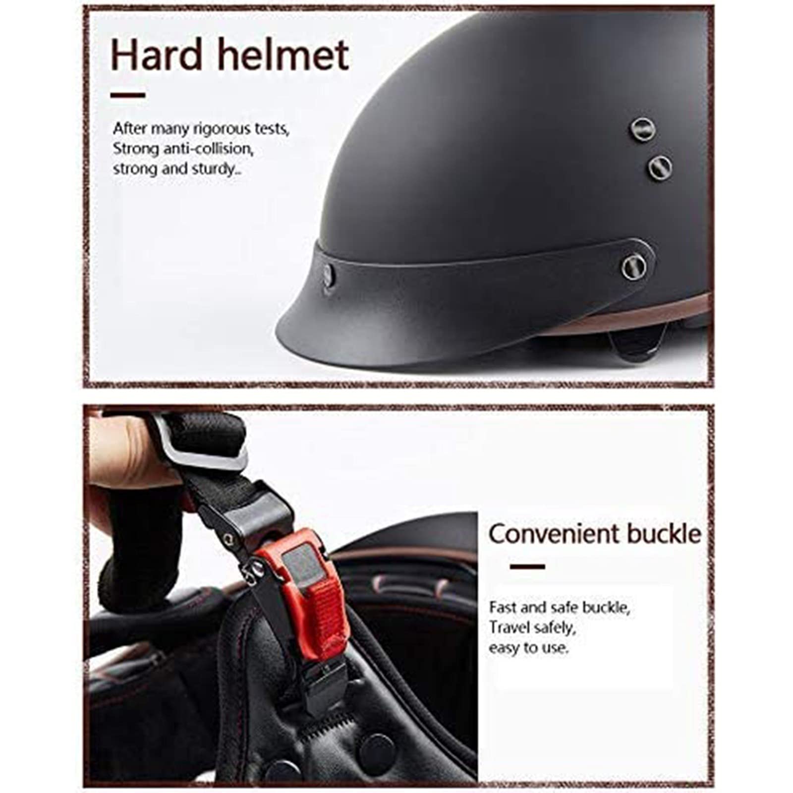 BEEK Casco Moto Jet Aperto Vintage – Omologato DOT/ECE, Visiera Parasole, Leggero, Per Uomo E Donna, Per Scooter E Moto