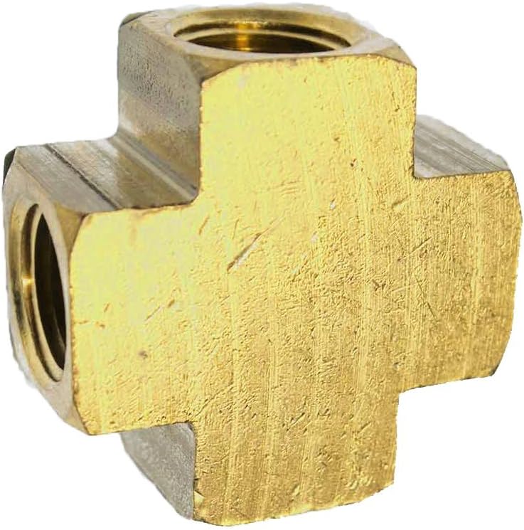 Interstate Pneumatics FP66X Brass Cross Fitting - 3/8 Inch NPT With 4 Connection Ports