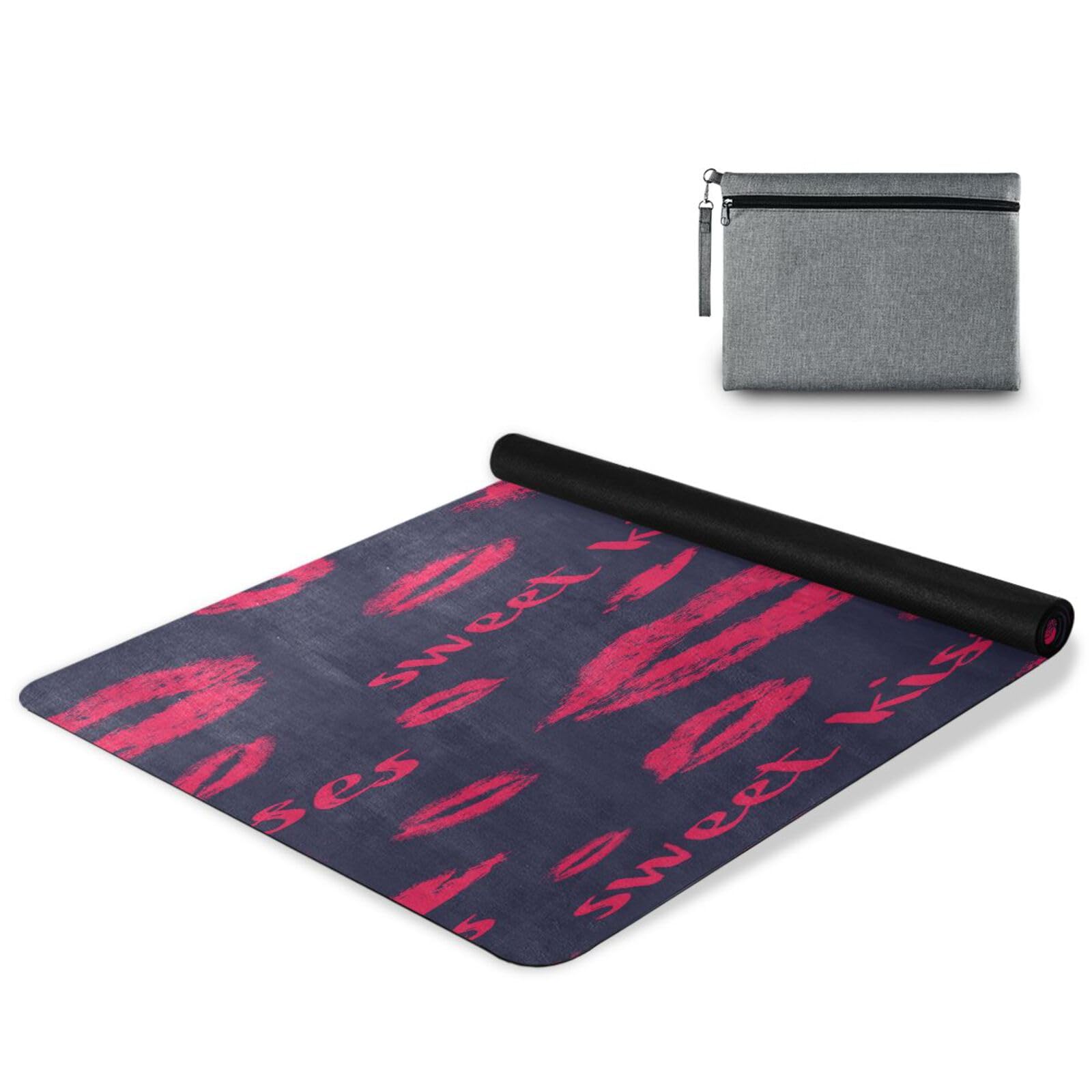 pnyoin Red Dark Blue Lips Yoga Mat for Women Men 71