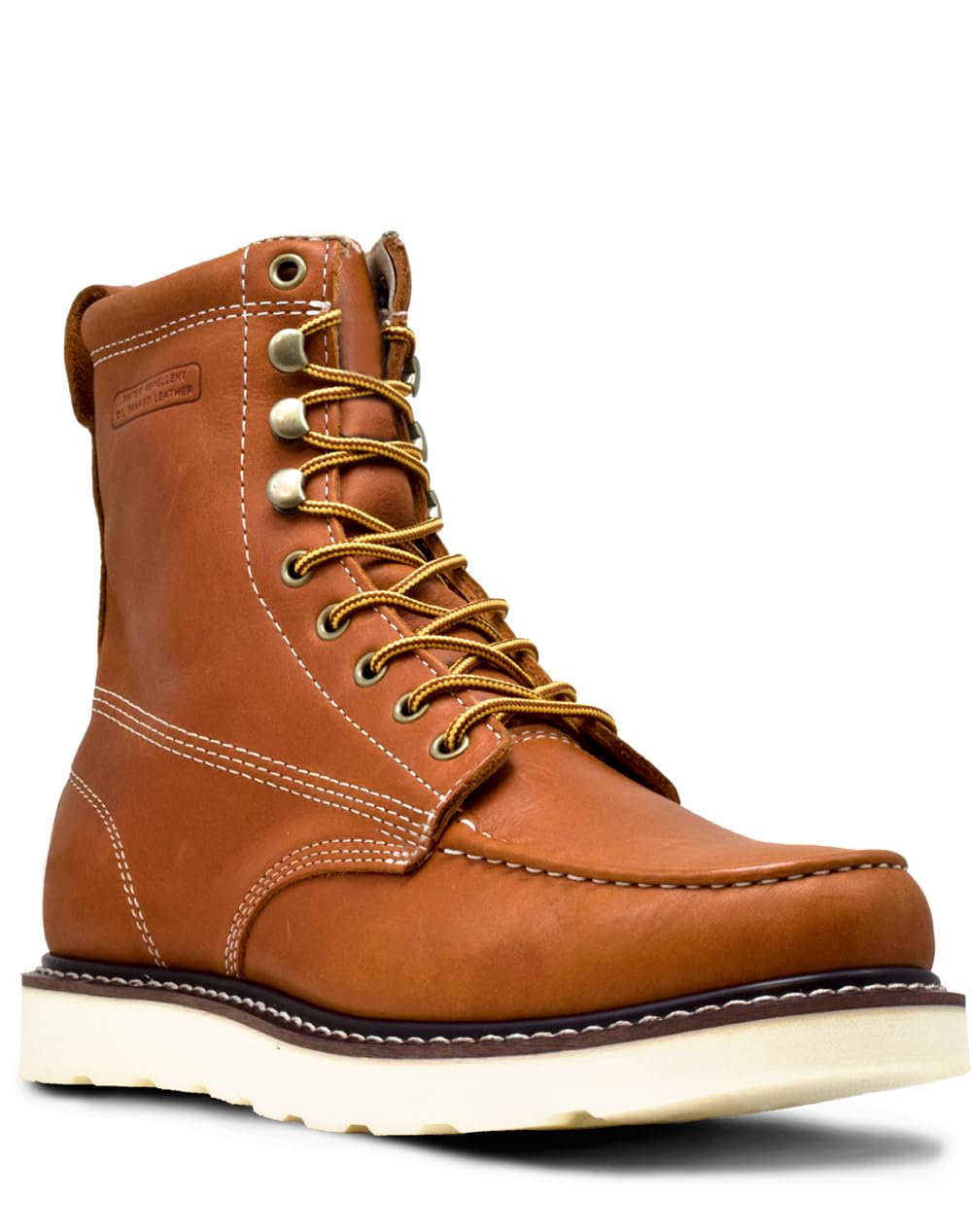 King RocksGolden Fox 8" Men's Moc Toe Wedge Comfortable Leather Work Boots, Goodyear Welt Construction, Industrial, Ironworker
