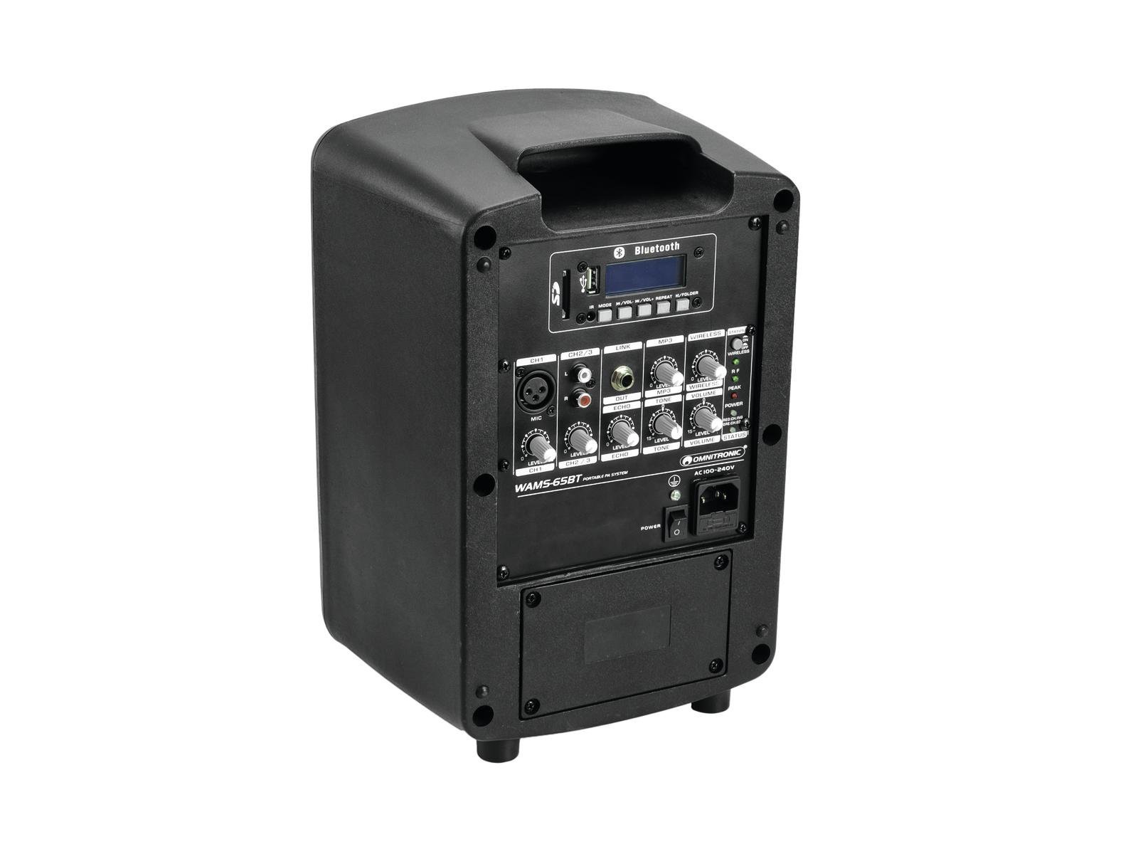 Omnitronic WAMS-65BT Drahtlos-PA-System | Tragbare 6,5"-PA mit UHF-Funkempfänger, Audioplayer, Bluetooth und 40 W RMS | Ideal für alle netzunabhängigen und kabelfreien Anwendungen