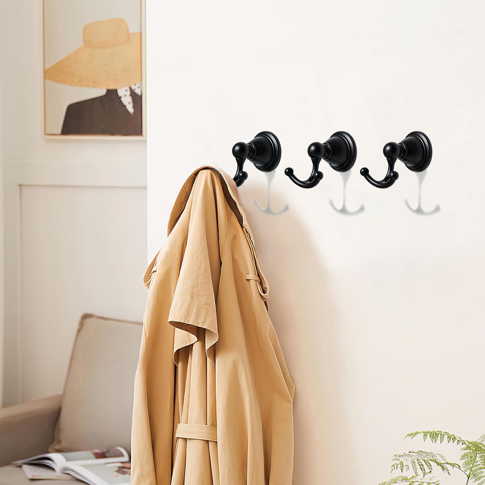 KHTUMEWARE-170370 Matte Black Coat/Robe Hooks 2-Pack in Matte Black — KHTUMEWARE