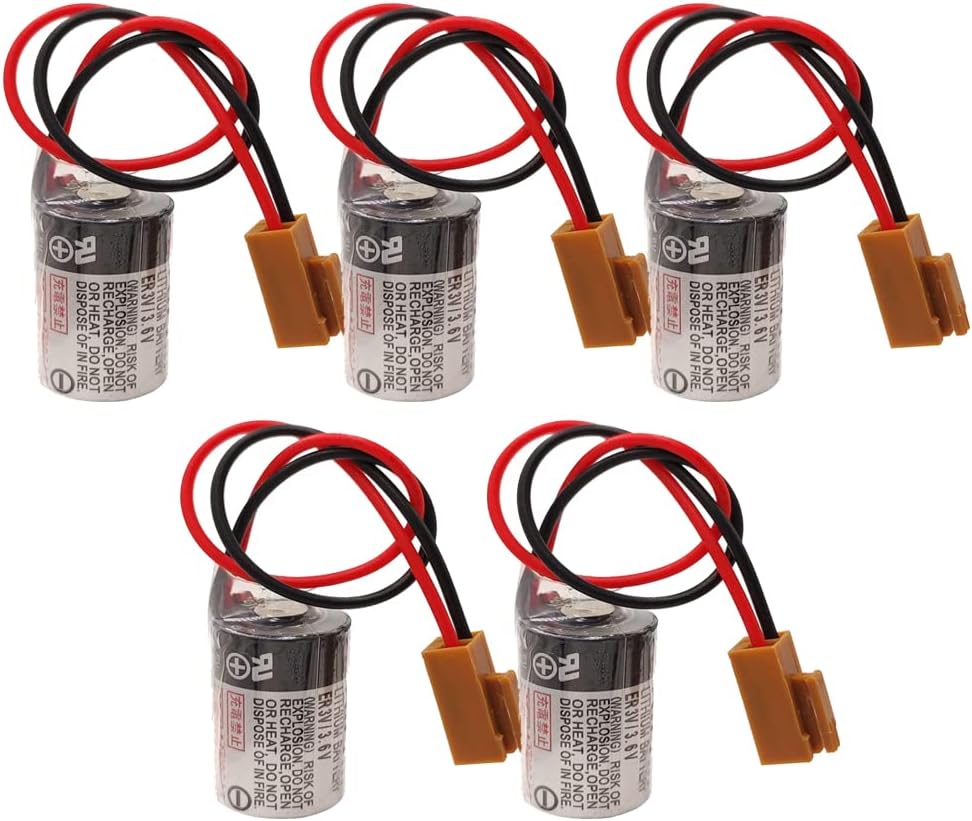 WANGBO (Pack of 5) 1000mAh ER3V 3.6V JZSPBA01 Rechargeable PLC Lithium Battery for