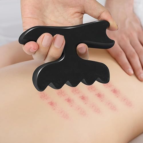 Miniatura 5 de Herramienta de masaje Gua Sha para cuerpo, masajeador de raspado de piedra natural Bian Gua Sha, tabla de masaje de alivio muscular para espalda,