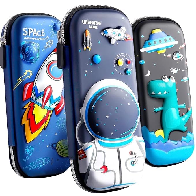 Image of 3D Pencil Case, Large Capacity Pencil Pouch Bag for Boys & Girls Students with Zip Closure Portable Stationery Bag Organizer EVA (Space-Pouch)