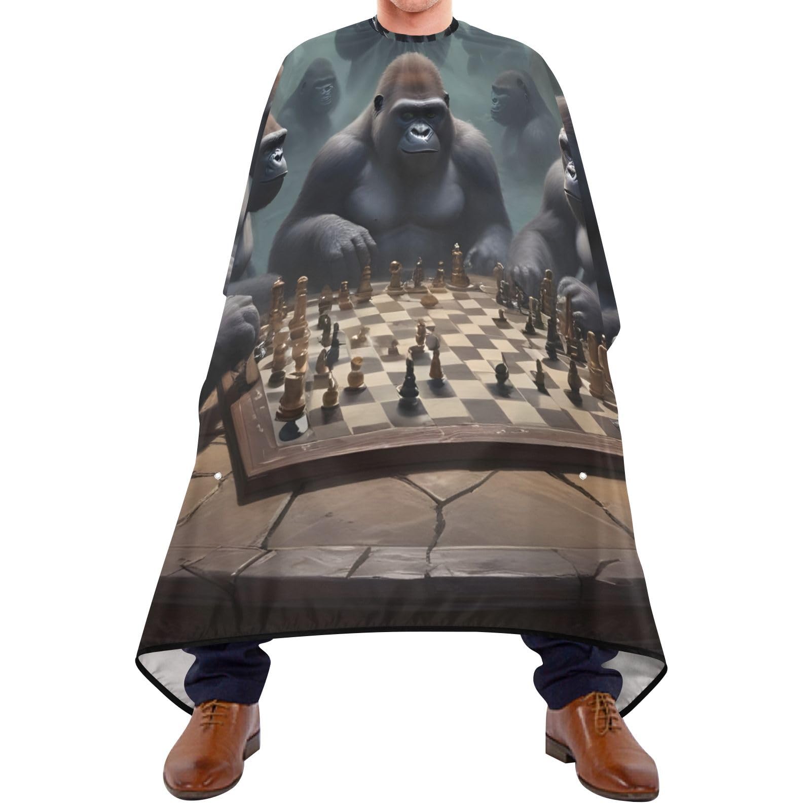 Hezely Chess Gorillas Hair Dye Cape, Barber Cape for Adults,Waterproof Salon Cape,Waterproof Hairdressing Styling Hair Cutting, 65