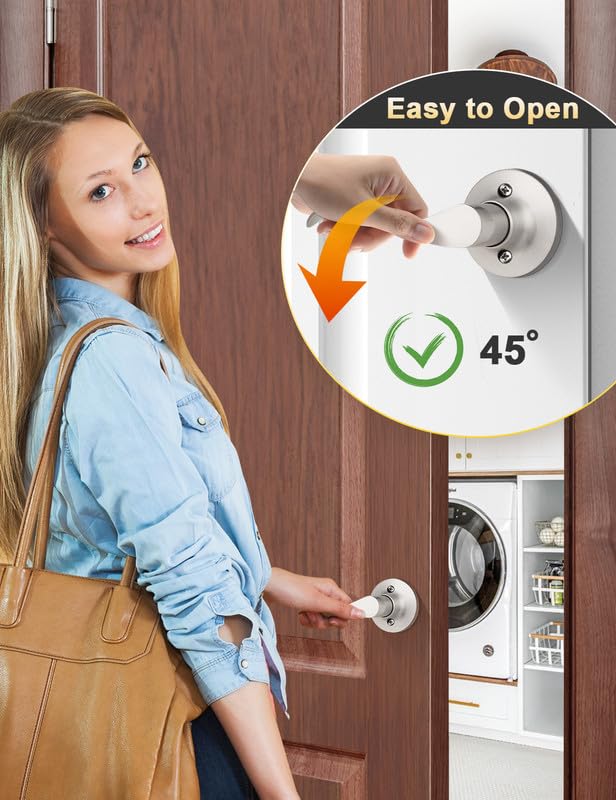 Image of Mengico 2 Pack Satin Nickel Dummy Door Lever, Single Left Side Door Handle for Closets, Non-Turning Pull Only Lever Set, Wave Style Interior Door Knob