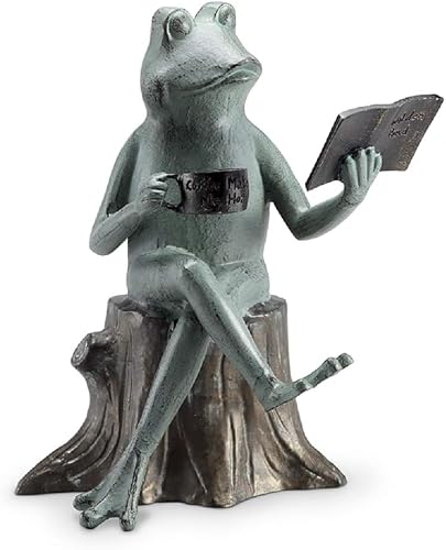 SPI Home Cast Aluminum Joy of Reading Frog Garden Sculpture