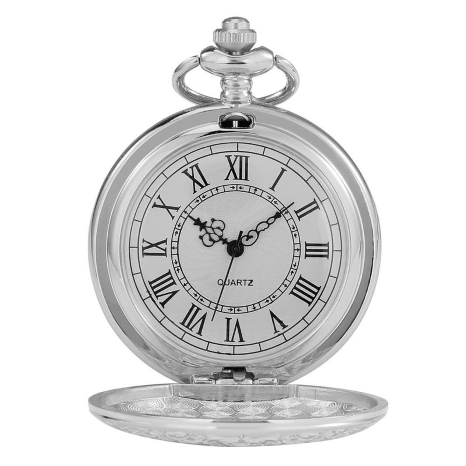 Orologio da tasca al quarzo con scudo, orologio da tasca da uomo, numeri romani, catena, regalo