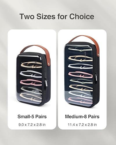 Miniatura 8 de Luxtude Travel Sunglasses Organizer Case for Women Men, Glasses Case Multiple Pairs wAdjustable Slot, Clear Sunglass Storage