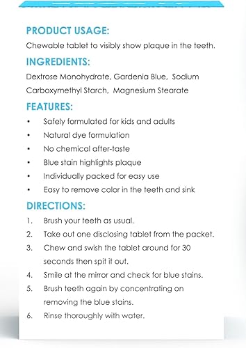 Miniatura 8 de JJ Care Tabletas reveladoras para dientes, 102 unidades, tabletas de revelación de placas envueltas individualmente para niños que cepillan los