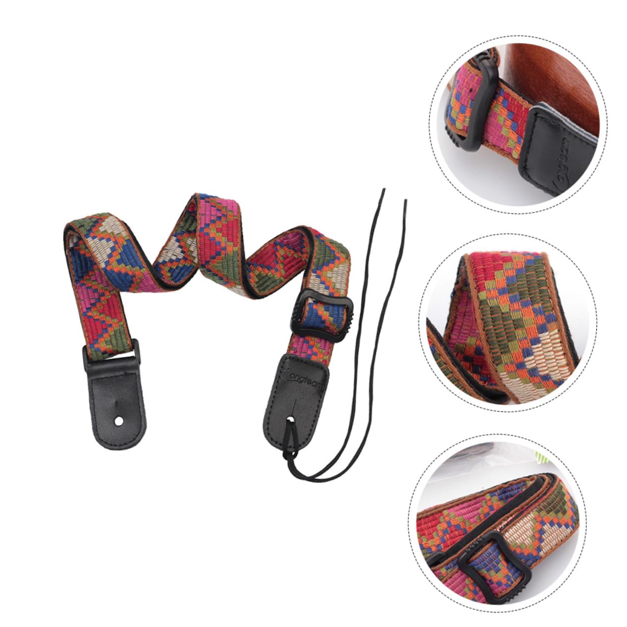 CAXUSD Fashionable Ukulele Strap Bohemian Style Shoulder Belt Adjustable for Soprano Tenor Ukulele with Tail Nail and Tie Rope - Image 3