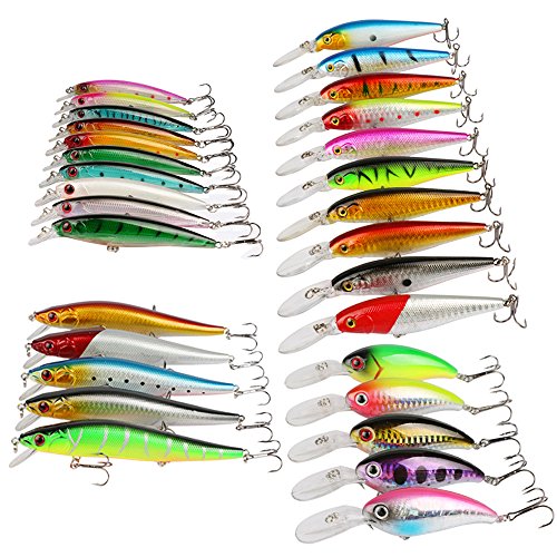 Shelure Minnow Fishing Lures for Bass Trout Sinking Crankbaits Jerkbaits Saltwater Hard Lure (A2 Series)